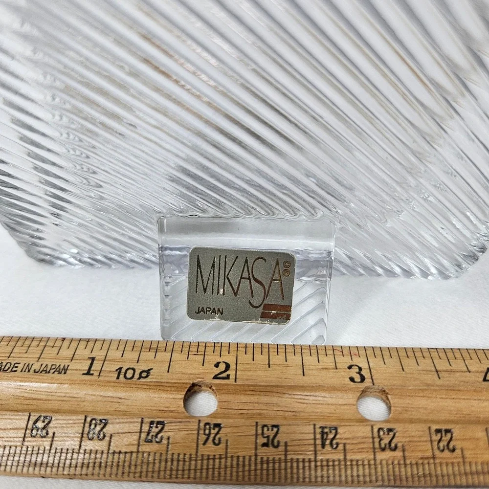 Mikasa Japan Lead Crystal Ribbed Wave Picture Frame 5x4 Clear Art Deco Style